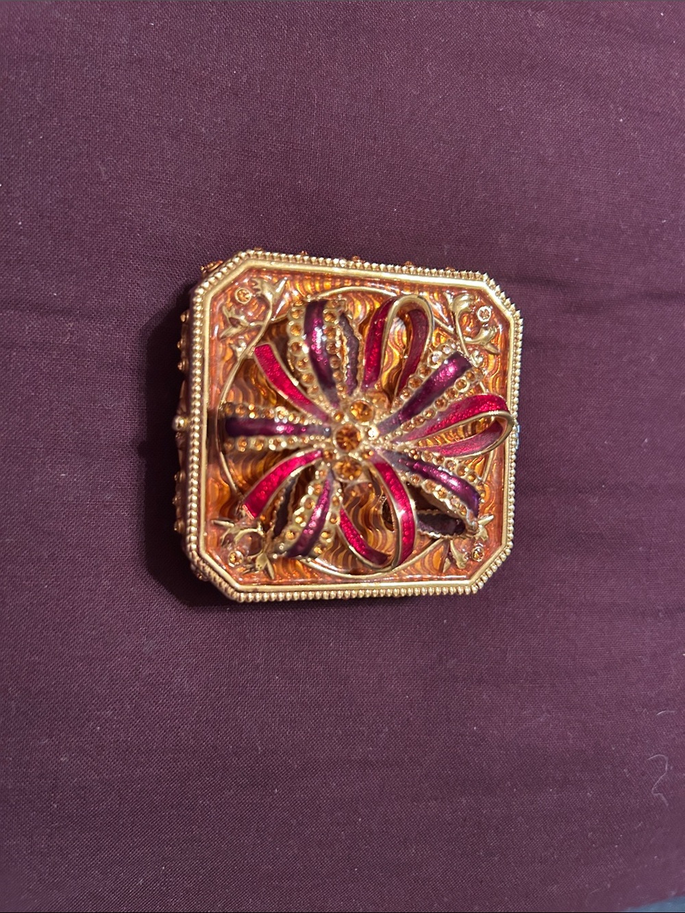 Vintage Joan Rivers “hidden treasures” red and purple  broach and earrings